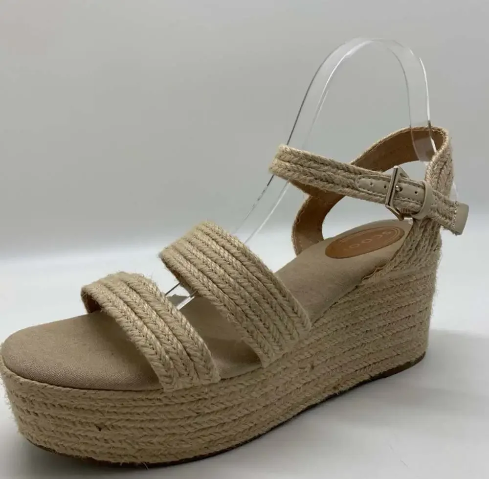 Scoop Jute Espadrille Double Strap Platform Wedge Sandals Size 10